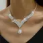 PNPIA- 2 Chiếc Kim Cương Giả Thời Trang Nelaces Bông Tai Bộ Trang Sức Nữ Cưới Phụ Kiện Quà Tặng