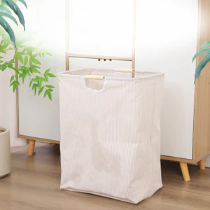 Giỏ đựng đồ giặt bẩn bằng vải cotton màu trơn để sử dụng tại nhà, có thể gập lại, di động, chống thấm nước, quần áo bẩn dung tích lớn cản trở