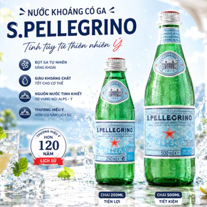 Nước Khoáng Có Ga S.Pellegrino Chai 250ml Và 500ml Cao Cấp Từ Ý, Giàu Khoáng Chất Sảng Khoái Tức Thì