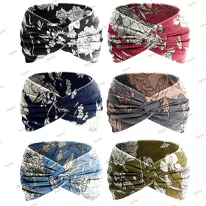 Băng Đô Rộng PYCOU, Băng Đô Quấn Tóc Phong Cách Boho Hoa Turban Dày, Băng Đô Tập Luyện Chống Trơn Trượt Cho Nữ