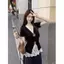 Áo thun ngắn tay cổ chữ V có nút cao cấp cỡ lớn dành cho nữ mùa hè béo mm Dây buộc ren xếp lớp hai @