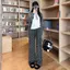 Quần chống muỗi mùa hè in nơ cạp cao Drape Quần ống rộng rộng Quần thẳng