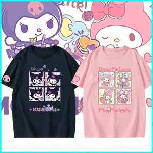 SY3 Sanrio KUROMI MELODY Áo thun cotton dày hoạt hình dễ thương mùa hè tay ngắn áo thun YS3