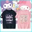 SY3 Sanrio KUROMI MELODY Áo thun cotton dày hoạt hình dễ thương mùa hè tay ngắn áo thun YS3
