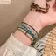 OUSXA Vòng Tay Đính Hạt Nhiều Màu Sắc, Vòng Tay Đính Hạt Bohemian Xanh, Xếp Chồng Co Giãn Có Thể Điều Chỉnh Quấn Quyến Rũ Tay Dây Chuyền Trang Sức