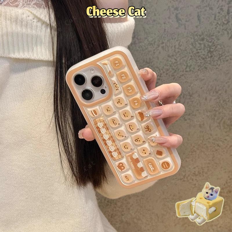 Bàn phím 3D Ốp điện thoại hình bánh mì nướng màu vàng sáng tạo cho iPhone 11 14 13 12 16 17 Pro Max Giảm căng thẳng