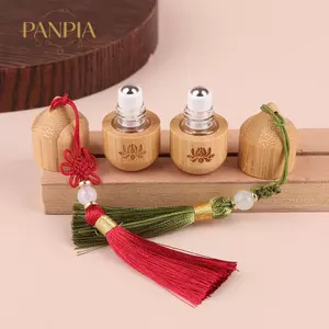 PNPIA- 1ml Con Lăn Tre Trống Chai Chăm Sóc Da Hộp Đựng Phong Cách Cổ Đại Cuộn Trên Chai Nước Hoa Nhỏ Có Mặt Dây Chuyền