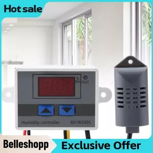 Belleshopp Máy đo độ ẩm Bộ điều khiển độ ẩm kỹ thuật số Độ chính xác cao 0,1% Bảng điều khiển đơn giản Đa điện áp cho 12V/24V/220V Các trường ứng dụng rộng tùy chọn (12V)