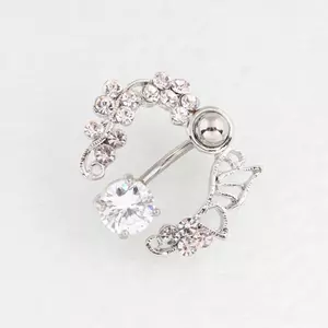 ECK Pha Lê Kim Cương Giả Rỗng Bướm Bụng Nút Nhẫn Thời Trang Rốn Móng Tay Cho Nữ Thép Không Gỉ Gợi Cảm Cơ Thể Xuyên Trang Sức HOT