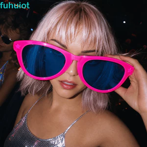 FUHUIOT Kính Mát Lớn, Đạo Cụ Tiệc Nhựa Quá Khổ, Lễ Hội Âm Nhạc Khung Lớn Vuông Phong Cách Vintage Kính Ngộ nghĩnh Hawaii Nhiệt Đới Đảng