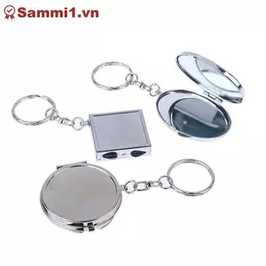 Móc khóa kim loại hai mặt hình trái tim tròn ZK Gương trang điểm VN