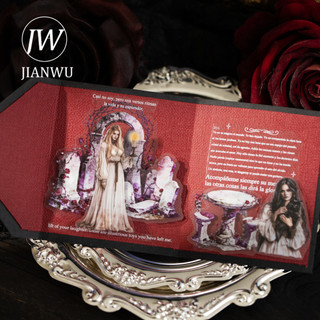 JIANWU Vintage Dark Gothic Hoa Cửa Sổ Phong Cảnh Chất Liệu Cắt Dán Thêu Sò PET Miếng Dán Sáng Tạo DIY Tạp Chí Văn Phòng Phẩm