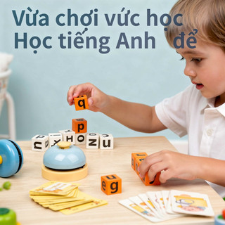 bộ thẻ ghép chữ cái gỗ đồ chơi học tiếng anh đánh vần tư duy ngôn ngữ cho trẻ mầm non