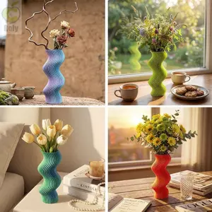 Bình hoa in hoa ROLY, Sắp xếp hoa màu Gradient Chai hoa xoắn hiện đại, Phong cách Bắc Âu Thiết kế xoắn Chậu cây Trang trí máy tính để bàn tại nhà