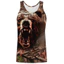 Gấu Săn Camo Tank Top Nam, In chân dung gấu đen, Áo thun thể thao không tay thoáng khí mềm mại
