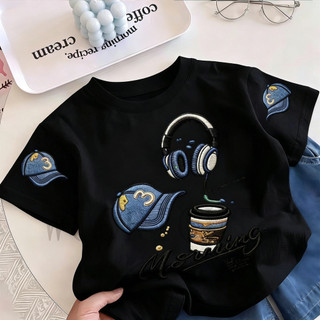 COD✅ Áo thun nữ vai thẳng thêu giả, In họa tiết cổ điển Mỹ, tay ngắn vai thẳng bằng cotton nguyên chất, eo thon. 5.191