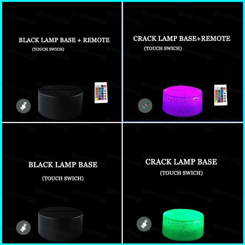 HT2 3D Đèn Ngủ Đèn Đế Đèn Giá Đỡ Từ Xa Phòng Ngủ Led USB Chiếu Sáng 7 Màu Trang Trí Nhà Quà Tặng TH2