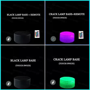 HT2 3D Đèn Ngủ Đèn Đế Đèn Giá Đỡ Từ Xa Phòng Ngủ Led USB Chiếu Sáng 7 Màu Trang Trí Nhà Quà Tặng TH2
