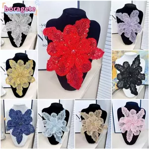 Phụ kiện trâm cài BORAGETE, thêu hoa ngực bằng sợi Polyester, Thời trang nhiều lớp Sequin Quần áo trẻ em Quần áo nữ Phụ kiện quần áo
