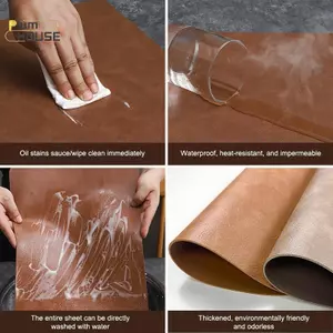 PlumHOUSE 1 Cái S / L Hai Mặt Chống Trơn Trượt PU Tấm Cách Nhiệt Bàn Thảm Phong Cách Bắc Âu Giả Da Bò Họa Tiết Quạt Hình Da Placemat VN