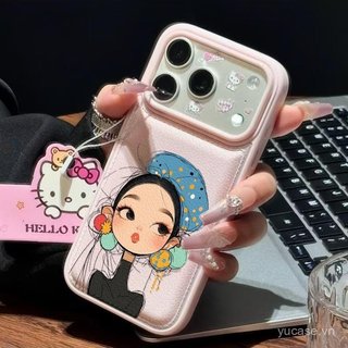 Ốp Điện Thoại Cao Cấp Kết Cấu Da Bông Tai Dày Retro Girl Thời Trang Thích Hợp Cho iPhone 12promax 13promax 14promax 11 12 13 14 15 promax 16promax 17promax Vỏ Bảo Vệ Chống Sốc
