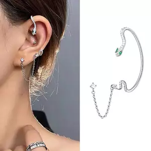 AqToCna 1 Cái Thời Trang Sáng Bóng Zircon Hình Rắn sel Vòng Đeo Tai Cho Nữ Tính Khí Bông Tai Ánh Sáng Sang Trọng Thoáng Mát Kẹp Tai Dự Tiệc Trang Sức AqToCna