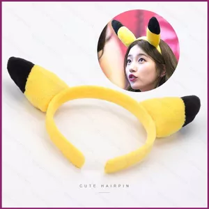 YT4 Pikachu tóc hoạt hình bé gái Internet kẹp đỏ băng đô mềm mại dễ thương