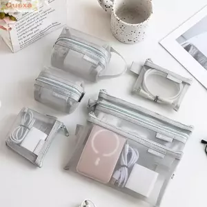 OUSXA Bộ 6 Túi Bảo Quản Trong Suốt, Túi Bảo Quản Lưới Vuông Nylon, Thời Trang Nhẹ Thoáng Khí Dây Kéo Mini Ví Đựng Tiền Xu Sử Dụng Tại Nhà