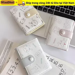 Ví nữ Mini WOODNEST, Hộp đựng thẻ tín dụng nhẹ PU, Túi đựng tiền in hoạt hình