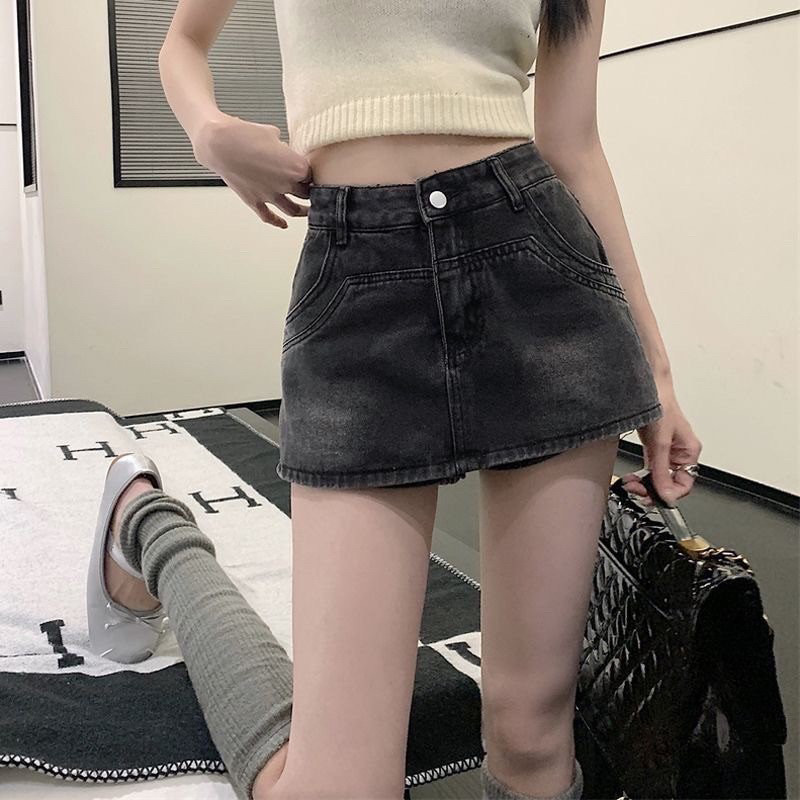 Chân Váy Jean Bigsize Nữ 40-90kg Dáng Ngắn, Quần Sooc Giả Váy Bigsize Form Chữ A Đi Chơi MS2006