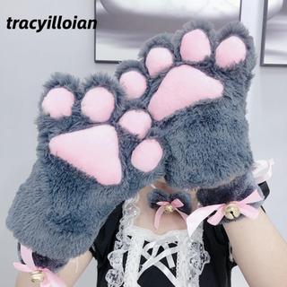 TRACEILLOIAN Găng Tay Sang Trọng, Găng Tay Móng Vuốt Mèo Mềm Mại Sang Trọng Dễ Thương, Hoạt Hình Ấm Áp Gothic Nhập Vai Găng Tay Mèo Lông Tơ Nữ