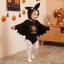 Bé Trai Halloween Bí Ngô In Chữ Cổ Tròn Tay Dài Cánh Dơi Romper Có Mũ
