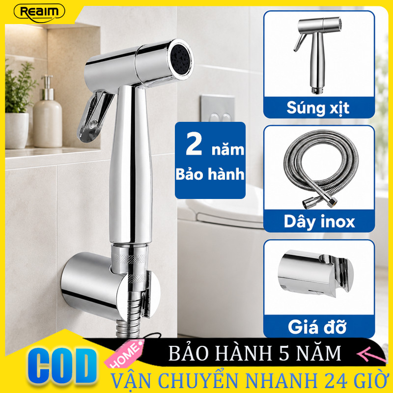 Vòi xịt vệ sinh Tăng Áp  vòi xịt toilet inox 304 kèm dây dẫn và đế cài Bảo Hành 2 Năm