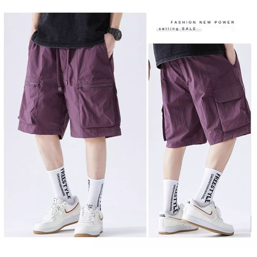 Quần short bảo hộ lao động bằng lụa băng phong cách Nhật Bản, dáng rộng và sành điệu, hợp thời trang trên Instagram, quần short thể thao mùa hè thoáng khí thông thường đa năng XQEB
