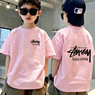 Áo Thun Unisex In Chữ Graffiti Phía Trước & Sau, Áo Bông Ngắn Tay Phong Cách Đường Phố Size 3-12 Tuổi COD