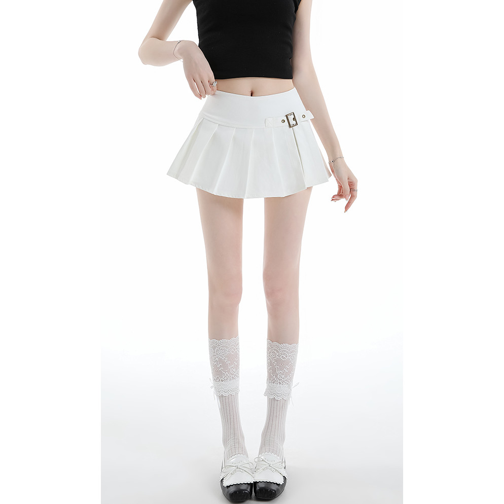SUXI Váy ngắn xếp ly thông thường màu trơn mềm mại dành cho nữ mùa hè mới 260522