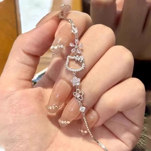Vòng Tay Hello Kitty Cao Cấp, Thiết Kế Sakura Nhẹ Nhàng, Phù Hợp Làm Quà Tặng Cho Bạn Gái