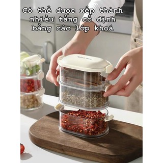 Hộp đựng gia vị kín khí đa năng cho gia đình Xếp chồng, Nhiều tầng, Chống ẩm