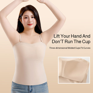 Áo lót Brelira cỡ lớn không đường may, có đệm ngực, áo tank top có đệm mút, áo bra có đệm, áo ống bằng lụa băng thấm hút mồ hôi, dây đeo có thể điều chỉnh, đồ lót nữ.