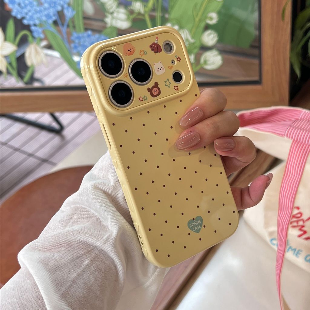 Ốp lưng tranh chấm bi nền vòng tròn cho iPhone 17/16/15/14/13/11/7/17Pro/17ProMax