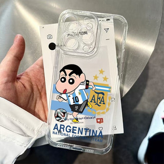 Bóng đá Shin-Chan Thích hợp cho iPhone 17 ProMax Ốp lưng trong suốt hoạt hình XS 15 Pro Max 11 Pro Max 12 14 Pro 7plus 13 Pro 16 Pro Max 17 Pro Vỏ mềm siêu mỏng chống sốc