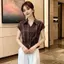 Áo sơ mi ngắn tay kẻ sọc thời trang cổ điển dành cho nữ mùa hè Phong cách mới hẹp dáng ôm hơn có ve áo phù hợp cho mọi trận đấu Tây nhỏ