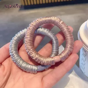 AqToCna 2 Chiếc Thời Trang Co Giãn Scrunchie Dành Cho Nữ Màu Trơn Satin Tóc Dây Buộc Tóc AqToCna