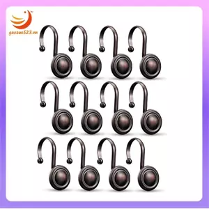 Bộ 12 móc treo rèm tắm bằng đồng mạ dầu trang trí, phong cách cổ điển cho phòng tắm