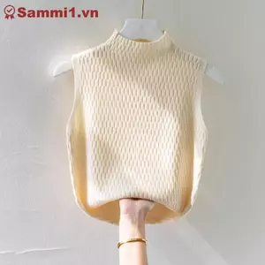 ZK Mùa Hè Hàn Quốc Nửa Rùa Dệt Kim Áo Vest Nữ Màu Trơn Không Tay Slim Tank Top VN