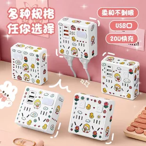 Toàn Bộ Cửa Hàng Khuyến Mãi Hoạt Hình Ổ Cắm Chuyển Đổi Thông Minh Hộ Gia Đình 86-Style Đa Năng Porous 20W Sạc Nhanh USB Đèn Ngủ Ổ Cắm Ký Túc Xá Sinh Viên