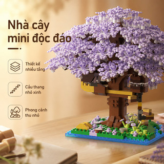 Mô hình lắp ráp cây hoa anh đào – Khối xây dựng 3D, có đèn – Đồ chơi sáng tạo, trang trí – Quà tặng cho bé