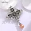 AqToCna Vintage Baroque Kim Cương Giả Chữ Thập Thổ Cẩm Dành Cho Nữ Pha Lê Ngọc Trai Nước Thả Thổ Cẩm Tiệc Văn Phòng Trang Sức Quà Tặng AqToCna