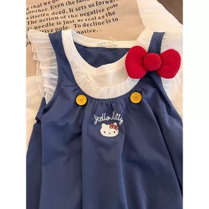 Bộ Đồ Mùa Hè Dễ Thương Hellokitty Mèo Bộ Đồ Ngủ Nữ 2026 Ren Quần Short Bé Gái Homewear Bộ Đồ Ngủ