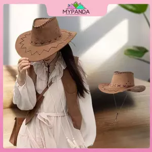 MYPANDA Nam Nữ Mũ Cao Bồi Phương Tây Da Lộn Bò Cô Gái Mũ Thời Trang Phương Tây Lạ Mắt Đầm Dự Tiệc Mũ Unisex Phụ Kiện.